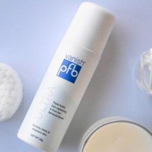 PFB Vanish roll-on exfoliating treatment used after waxing to prevent ingrown hairs and reduce razor bumps