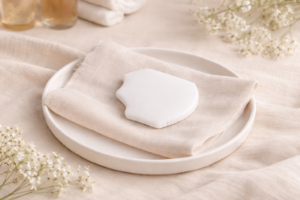 White Jade Gua Sha Board by Dr. Ping Zhang used for professional facial treatments at Ithaca Wax & Beauty Therapy