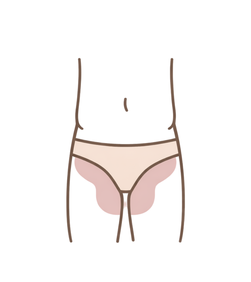 Male Brazilian wax service area diagram