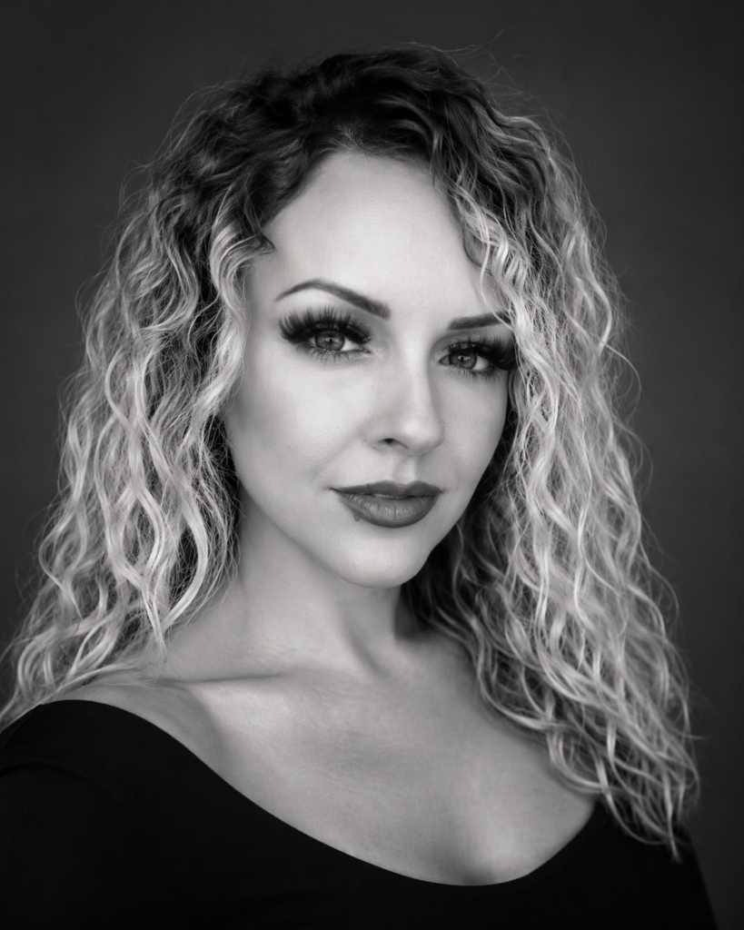 aurora claire in a black white editorial portrait for ithaca wax